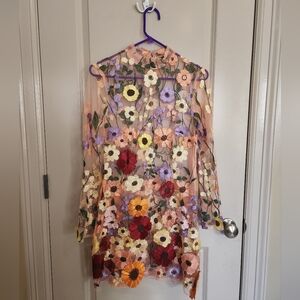 Finesse Sheer Dress with Floral Embroidery